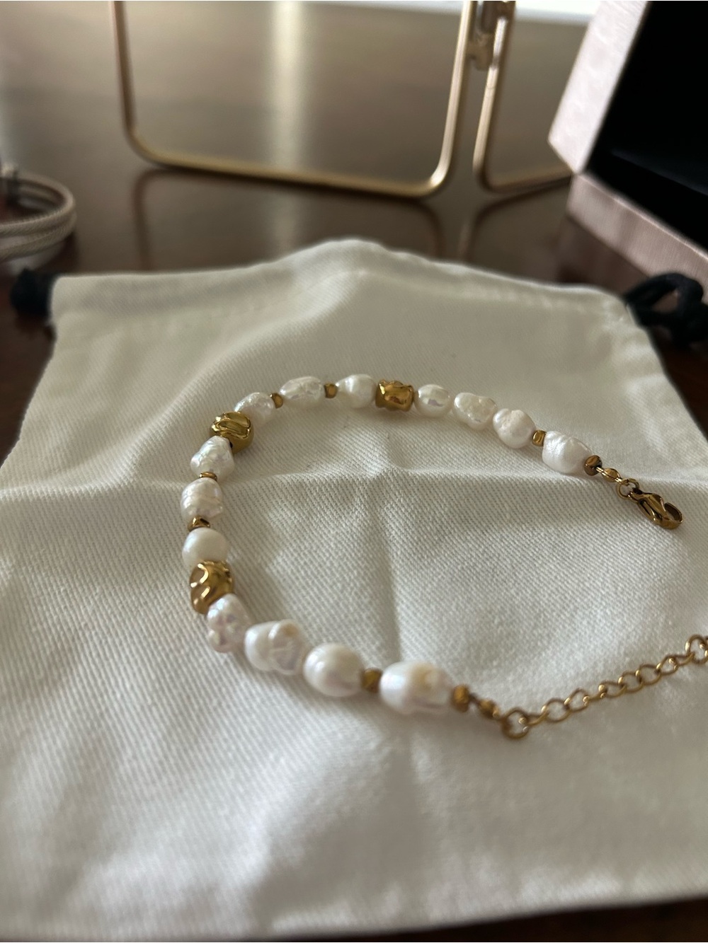 Freshwater Faux Pearl & Gold-Tone Bracelet